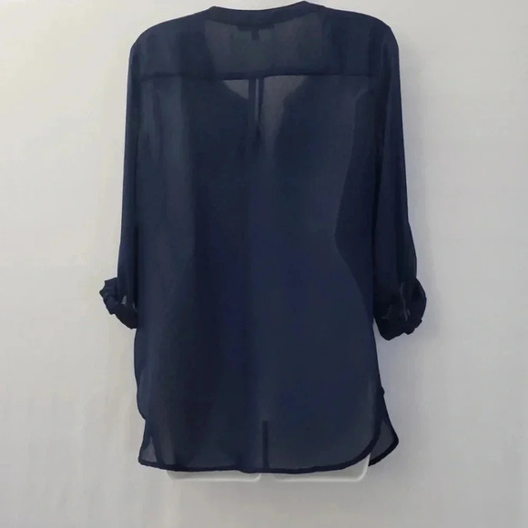 Under Skies | Navy | Sheer Blouse | Size S - Picture 4 of 6
